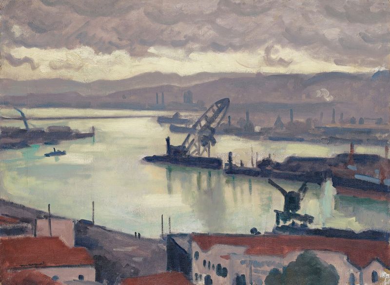 Alger, Temps Gris by Albert Marquet, oil on canvas depicting a cloudy landscape with water.