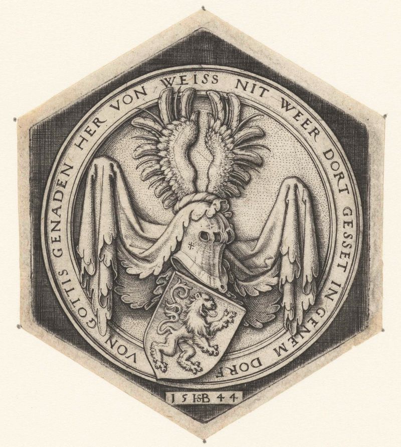 Grabado de Hans Sebald Beham que representa un león en un escudo