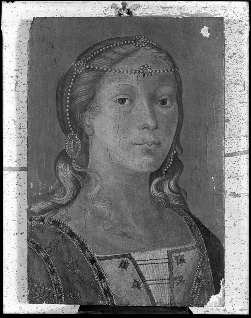 Retrato de una Joven, temple sobre panel, por un artista no identificado