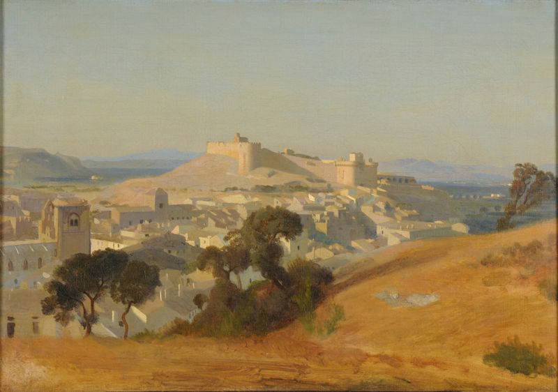 Villeneuve-lès-Avignon by Prosper Marilhat, oil on canvas depicting a tranquil landscape.