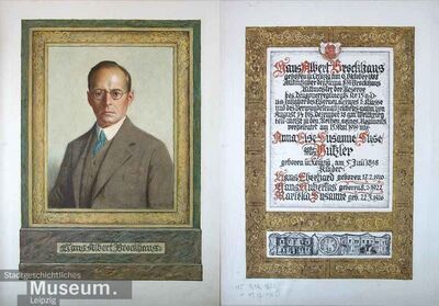 Retrato de Hans Albert Brockhaus, óleo sobre papel de C. Blos