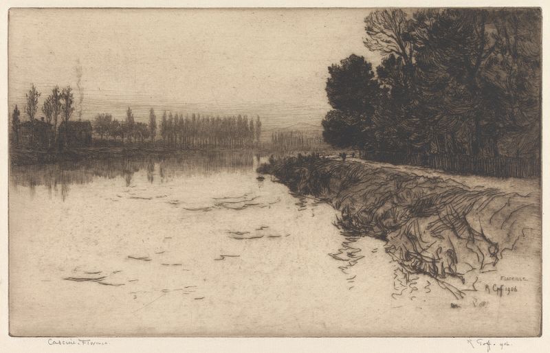 Cascine, Florence by Robert Charles Goff, impressionism, landscape