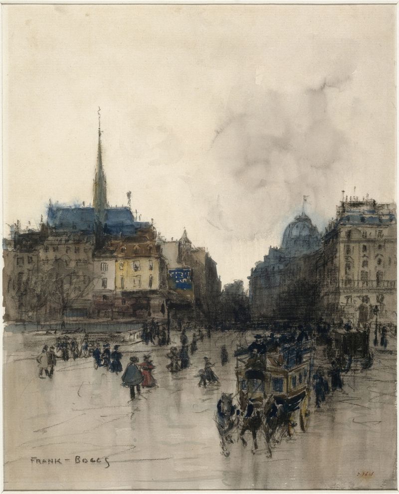 Le pont Saint-Michel by Frank Myers Boggs, oil on canvas, depicting a bridge over a river.