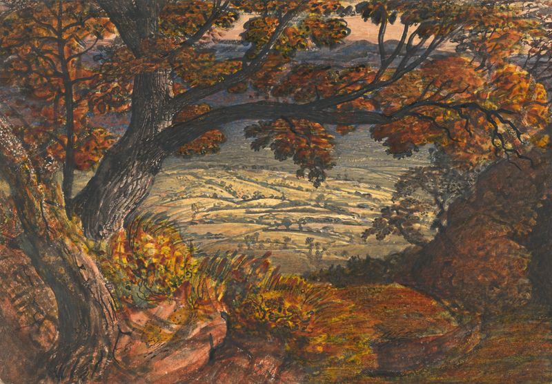 Landscape of The Weald of Kent by Samuel Palmer, oil on canvas