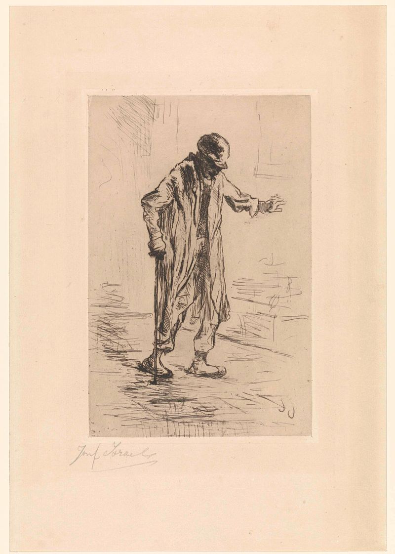 Portrait of an old man by Jozef Israëls, etching
