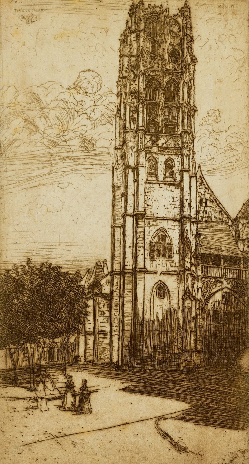 Tour St. Laurent, Rouen by Donald Shaw MacLaughlan, impressionism