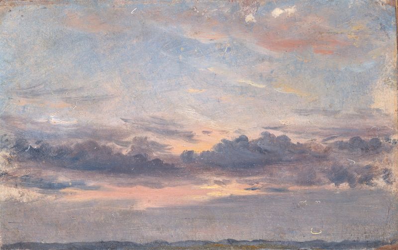 A Cloud Study, Sunset de John Constable, óleo sobre lienzo que representa nubes al atardecer.
