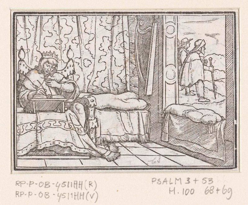 David escrevendo salmos com uma pena em papel de Hans Holbein
