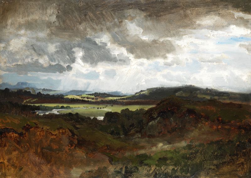 Expresionismo abstracto de Frank Duveneck, con trazos vívidos y colores en espiral.