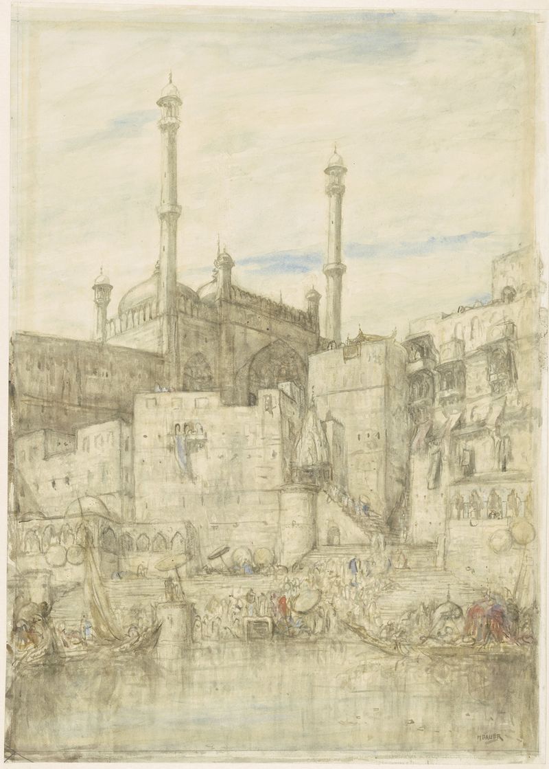 Paisagem do rio Ganges de Marius Bauer, pintura a óleo