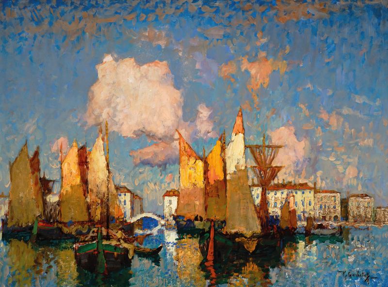 Landscape of Chioggia by Konstantin Ivanovich Gorbatov, oil on canvas