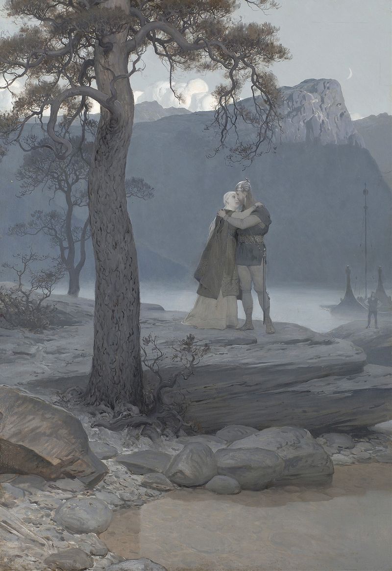 La Despedida de August Malmström, pintura figurativa al óleo que muestra a dos figuras en un momento de despedida.