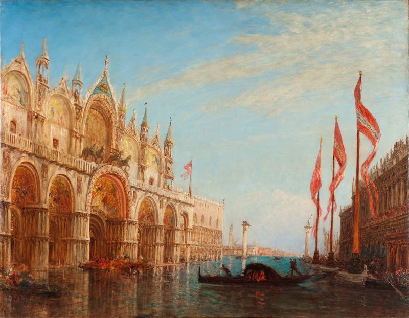 La place Saint-Marc, inondation de 1863 by Félix Ziem, oil on canvas depicting a flooded square and St. Mark's Basilica.