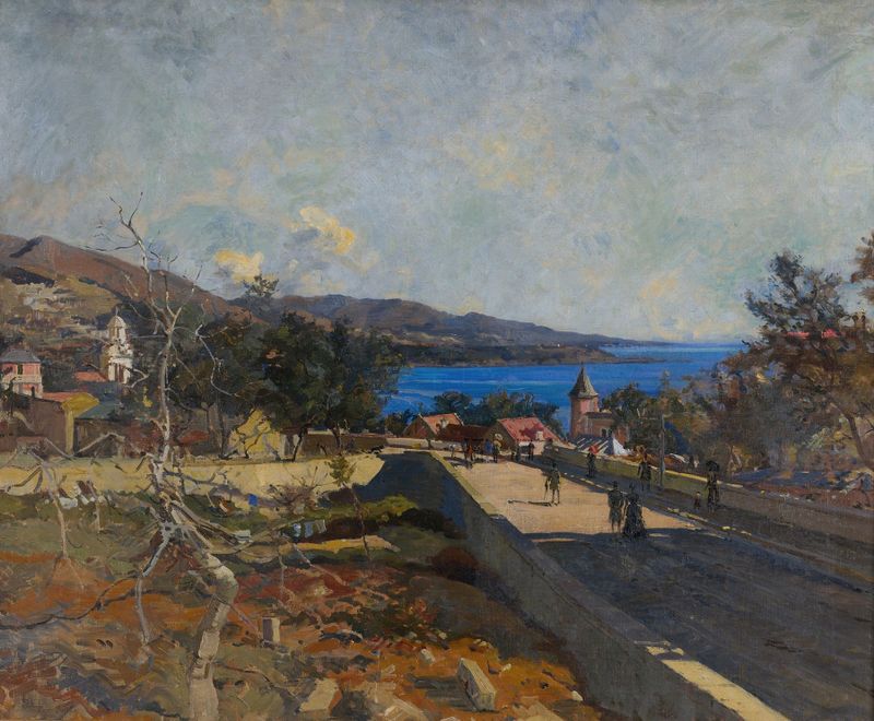 Marine scene with azure waters and sunlit shores by Edward Darley Boit, Impressionism