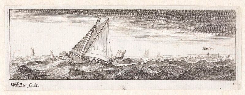 Grabado de Wenceslaus Hollar que representa barcos en aguas tranquilas