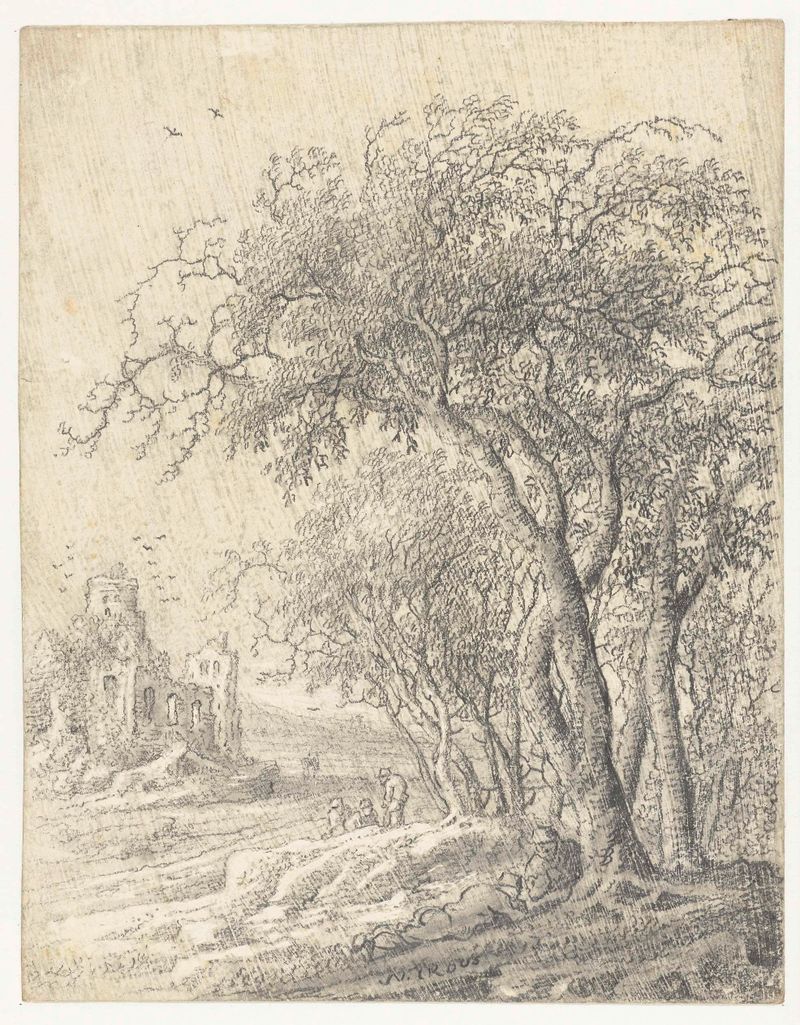 Paisaje con Árboles y una Ruina, óleo de Anthonie Jansz. van der Croos