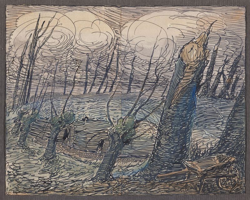 Paisaje con ruinas y luz suave, pintura al óleo de Alfred Ost