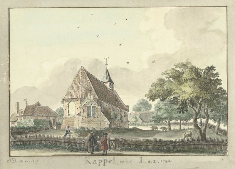 Chapel among trees, oil painting by Jan de Beijer