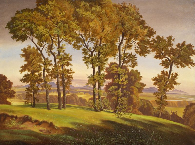 Paisaje con árboles, óleo sobre lienzo de Emil Ernst Heinsdorff