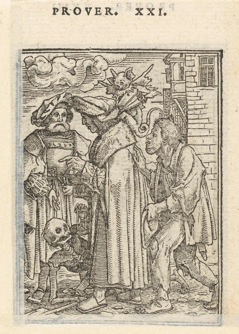 Kanselier en de Dood, grabado de Hans Holbein (II), que representa a un canciller en contemplación.