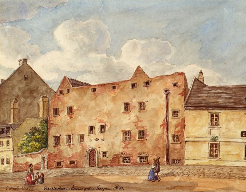 Pintura al óleo de una casa antigua en Viena de Carl L. Wiesböck