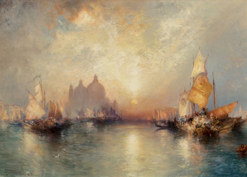 Entrance to the Grand Canal, Venice, óleo sobre tela de Thomas Moran