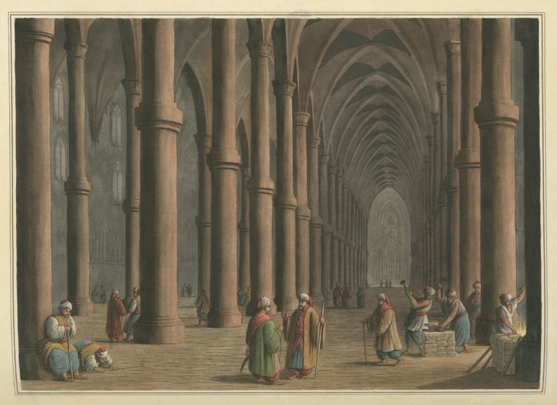 Catedral en Tortosa de Luigi Mayer, pintura al óleo que representa una gran fachada de catedral.