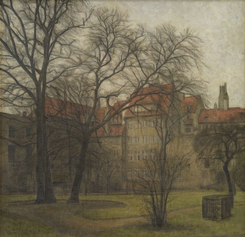 The Garden of the Prince’s Palace, oil on canvas by Svend Hammershøi