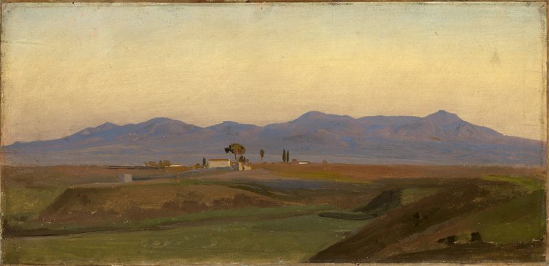 Landscape view of hills and light by Johann Wilhelm Schirmer, ca 1840