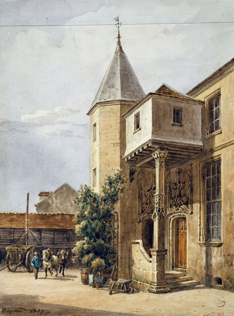 Paisaje de Maison dite de Saint-Louis et hangar de Auguste-Sébastien Bénard, pintura al óleo
