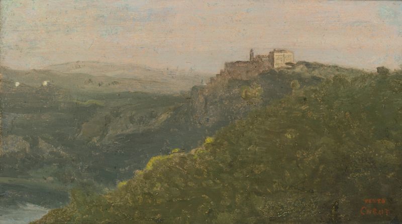Vista del Lago Nemi con Genzano, óleo de Jean-Baptiste-Camille Corot