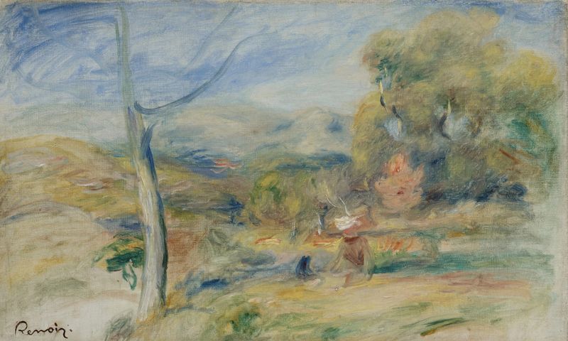 Paisaje con flores silvestres, pintura al óleo de Pierre-Auguste Renoir