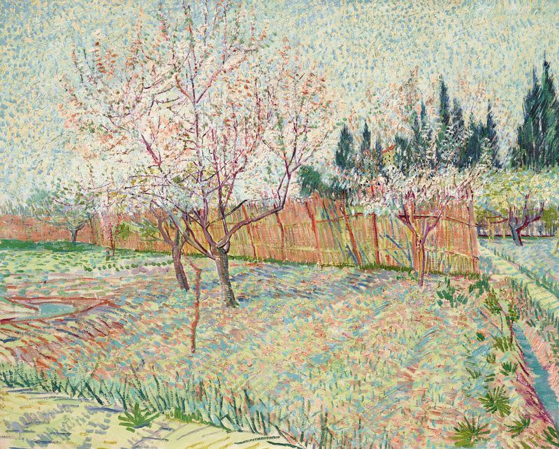 Paisagem com cipreste de Vincent van Gogh, pintura a óleo