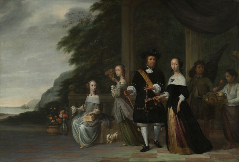 Retrato de Pieter Cnoll, Cornelia van Nijenrode e suas filhas, óleo de Jacob Coeman
