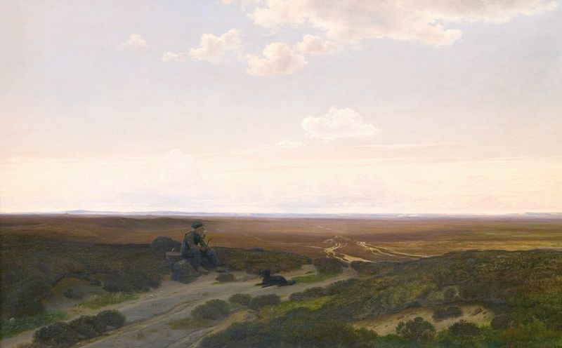 View of Pårup Moors by Hans Friis, oil painting depicting tranquil waters and nature.