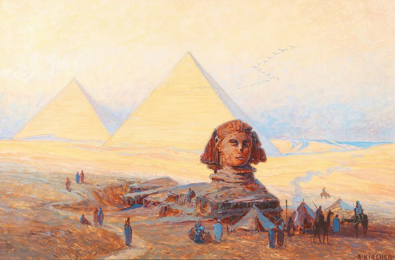 The Sphinx before the Pyramids of Giza, oil on canvas by Alexander Kircher