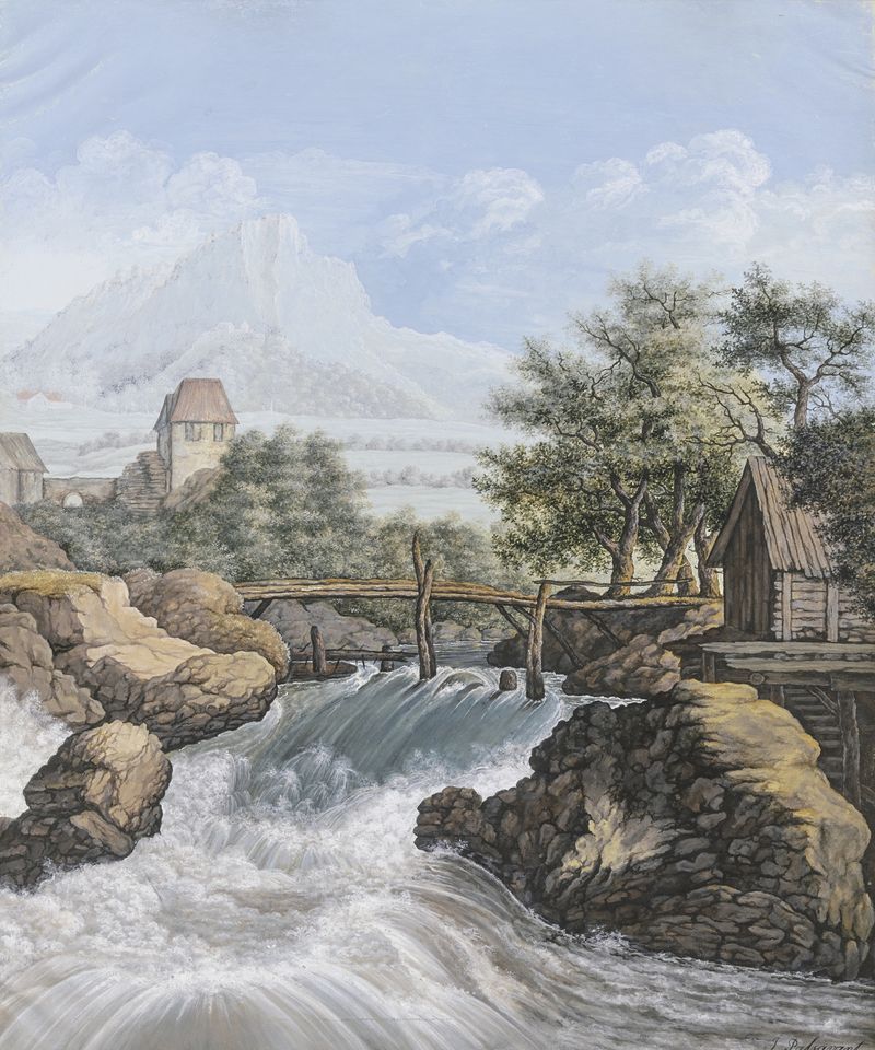 Paisagem com um riacho e uma ponte de Johann David Passavant