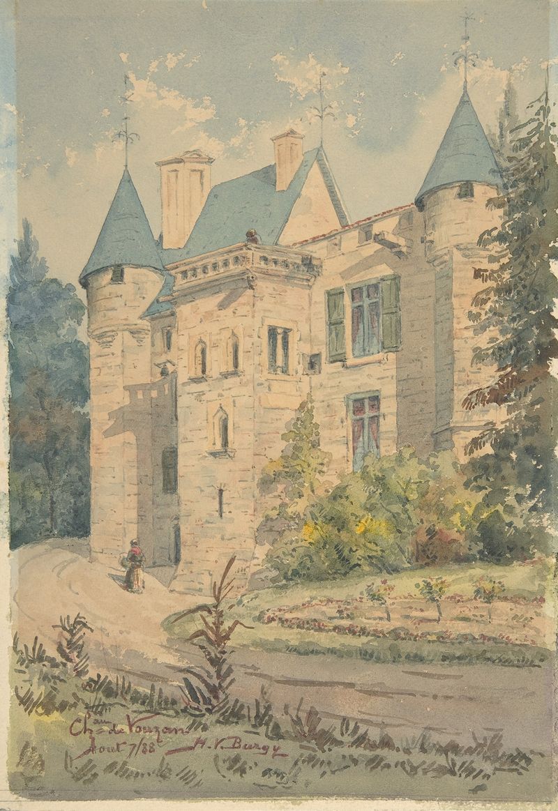 Château de Vouzan by Henry Victor Burgy, oil on canvas depicting a nostalgic landscape with clouds and light.