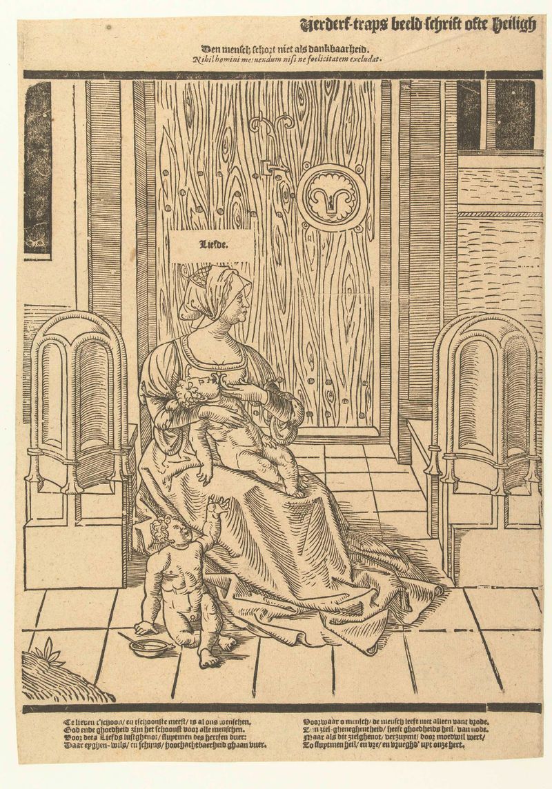 Dibujo religioso que representa una figura en reverencia, por Unknown Artist, papel