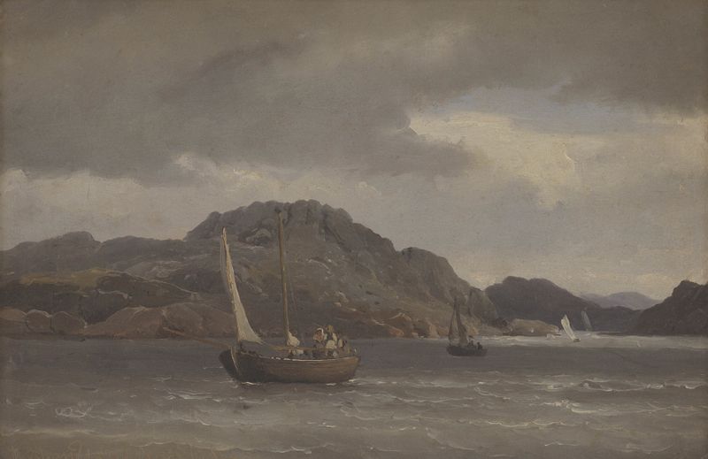 The Skerries at Marstrand, oil on canvas by Carl Frederik Sørensen, depicting a serene marine landscape.