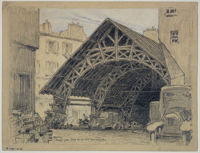 Cena interna de La cour du 64 rue Montorgueil de Ferdinand Boberg, meio desconhecido