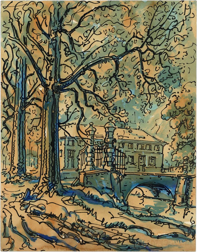 Paisagem realista com uma casa de Alfred Ost, 1937.