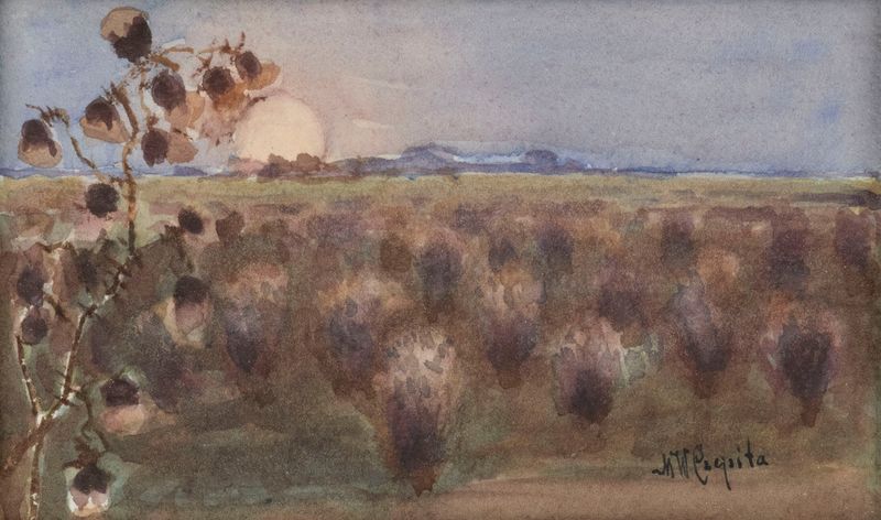 Paisagem com prados, óleo sobre tela de Michał Wiktor Czepita