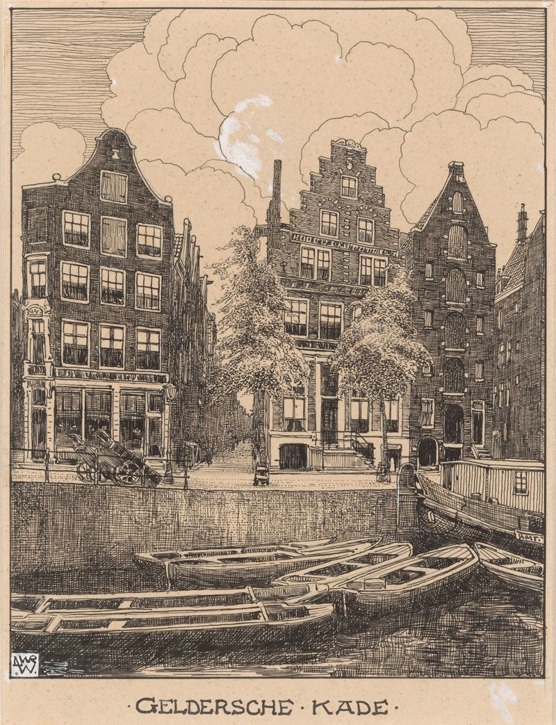 Landscape of a canal in Amsterdam by Willem Wenckebach, medium unknown
