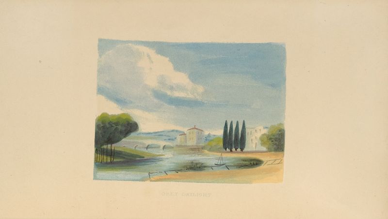 Paisagem do Romantismo de Frank Howard, com céu cinza e figura solitária.