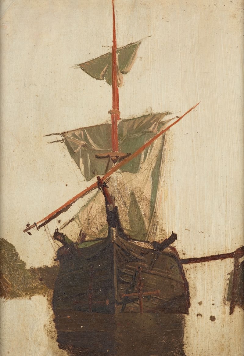 Sketch of a sailing ship no. 2 by Petrus van der Velden, medium unknown