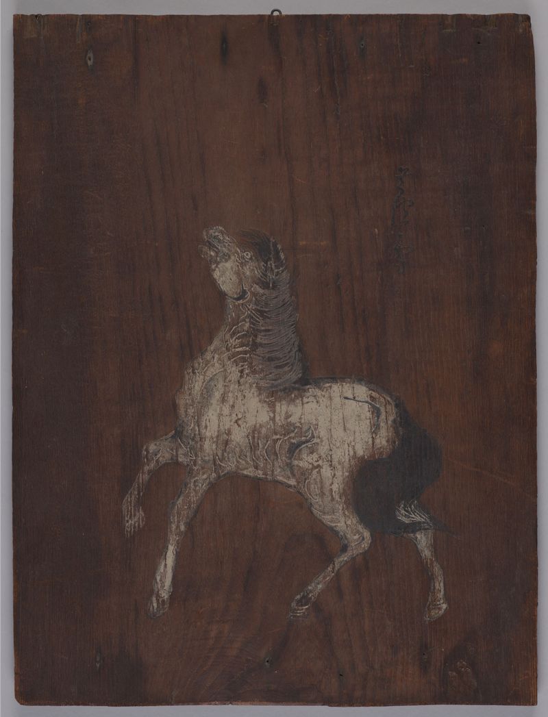 Prancing white horse by Nagasawa Rosetsu, wood medium
