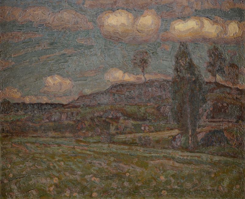 Summer Clouds by Herman Norrman, oil painting depicting soft clouds in a blue sky
