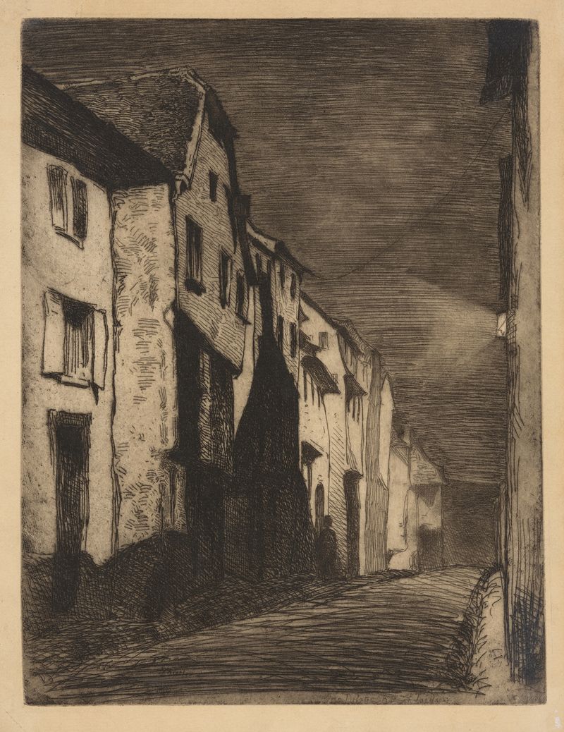 Street at Saverne, pintura a óleo de James Abbott McNeill Whistler, retratando uma serena rua de paralelepípedos.