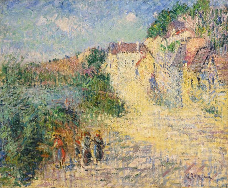Escena de paisaje con tonos terrosos de Gustave Loiseau, pintura al óleo
